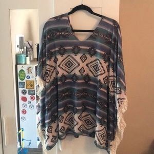 Aztec printed poncho